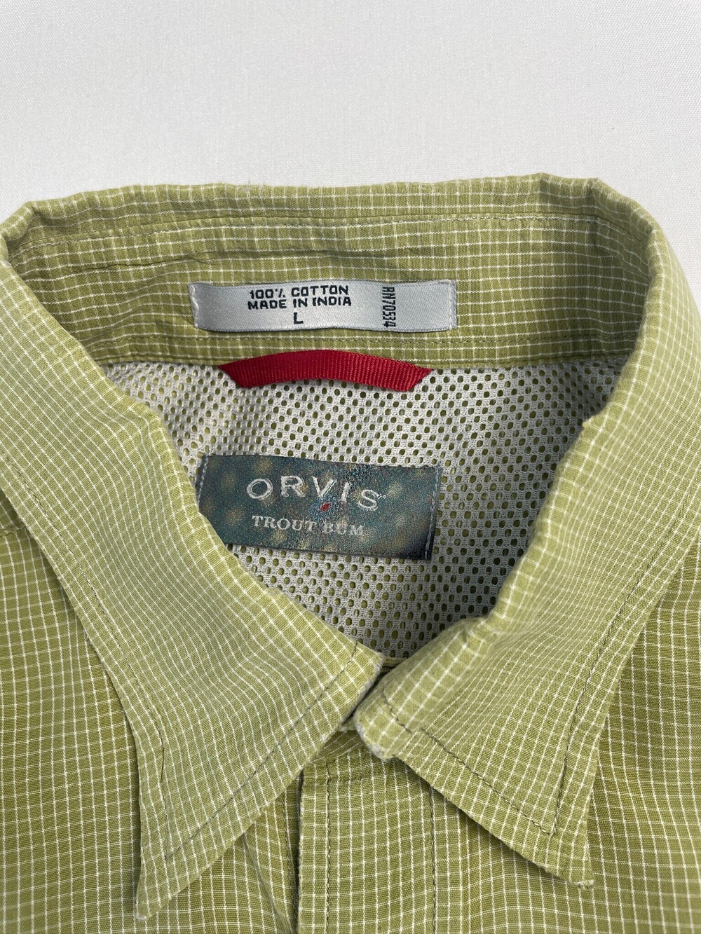 Orvis Trout Bum Men's L Fishing Shirt Green Check Vented Long Sleeve - Picture 3 of 9